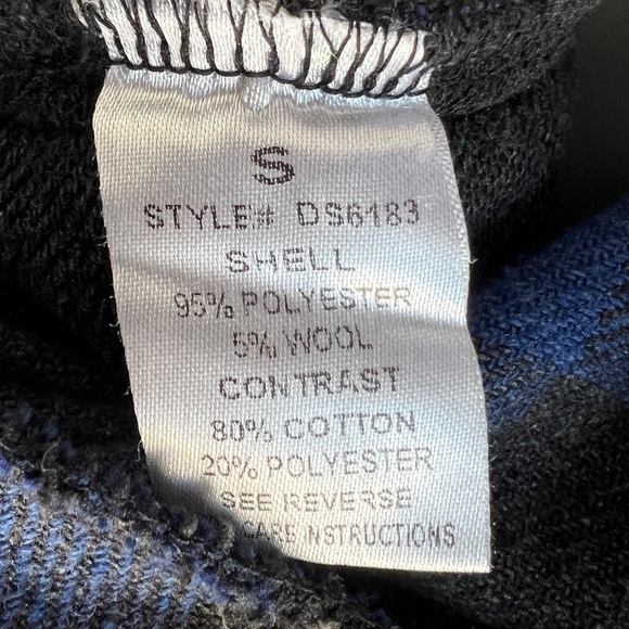 Oli & Hali Blue and Charcoal Gray Plaid Flannel Distressed Shacket Hooded Jacket - Picture 14 of 14